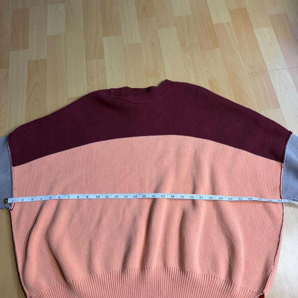 Free People Easy Street Tunic Oversized Colorblock Peach Maroon Beige - Picture 12 of 16
